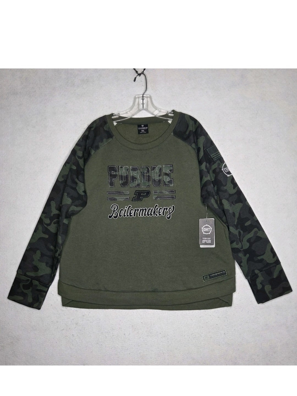 Purdue Boilermakers OHT Sweatshirt Womens XXL NWT Camo Military Sporty Colosseum